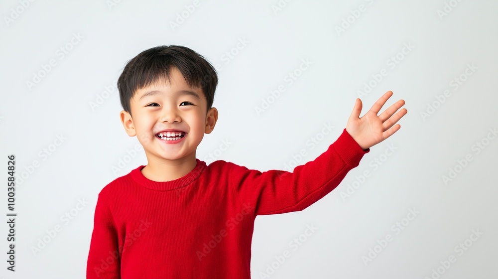 Asian boy with Hand Up Asian boy with Hand Up