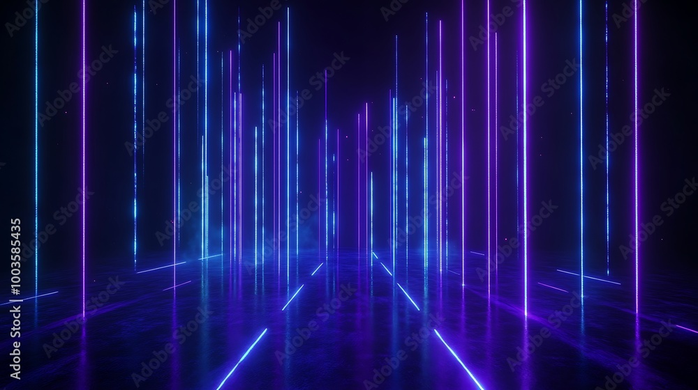 Vibrant neon lights creating a futuristic scene with glowing lines and reflections. Vibrant neon lights creating a futuristic scene with glowing lines and reflections.