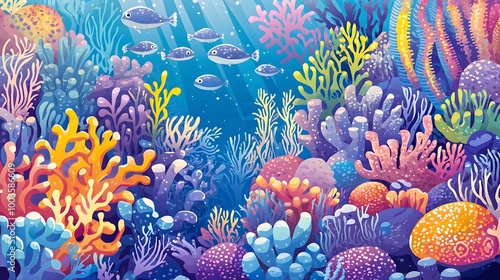 Colorful Underwater Coral Reef Scene