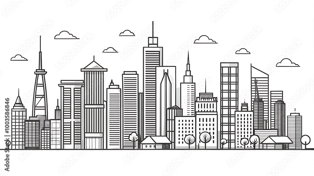 City skyline drawing trend