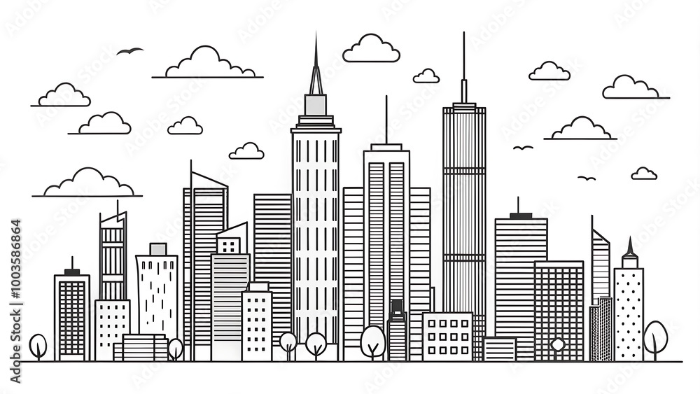 Fototapeta premium City skyline drawing trend