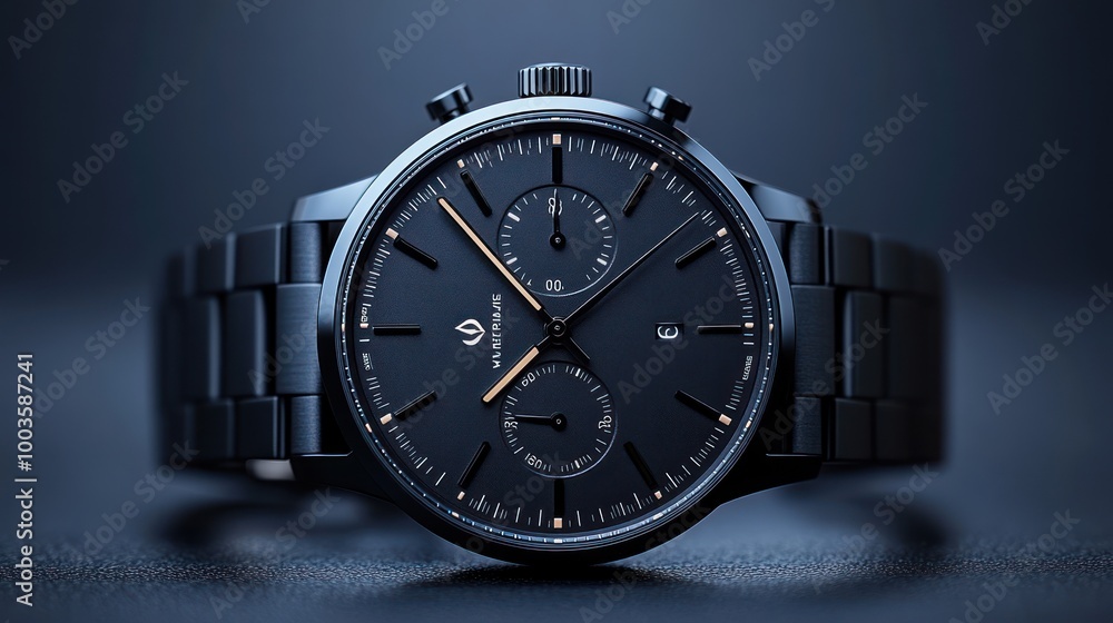 Black and Rose Gold Chronograph Wristwatch Black and Rose Gold Chronograph Wristwatch