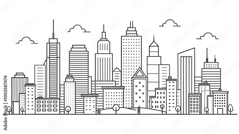 City skyline drawing trend City skyline drawing trend