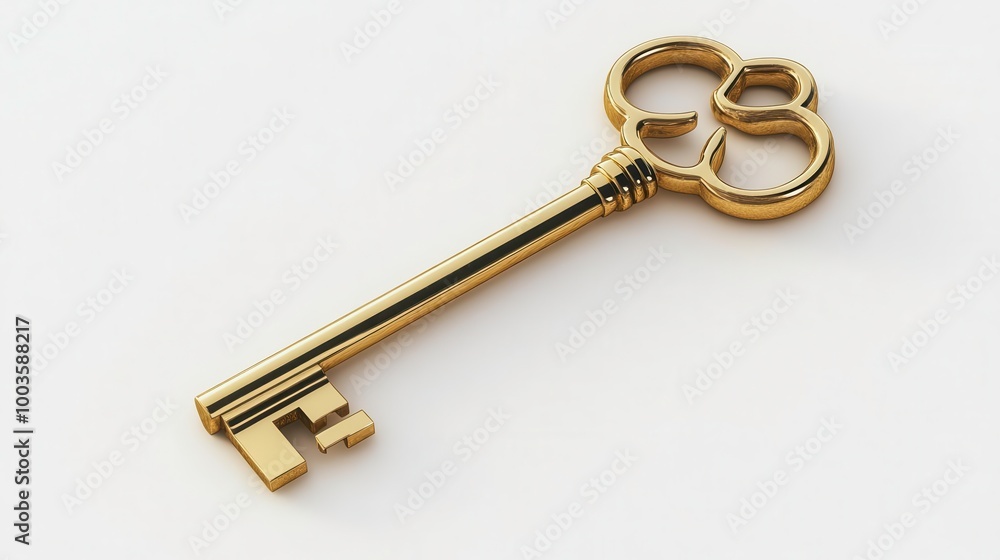 Golden key on a white isolated background Golden key on a white isolated background