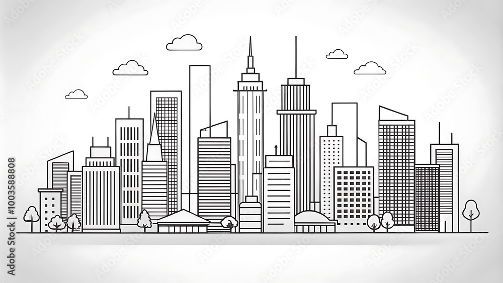 Fototapeta premium City skyline drawing trend