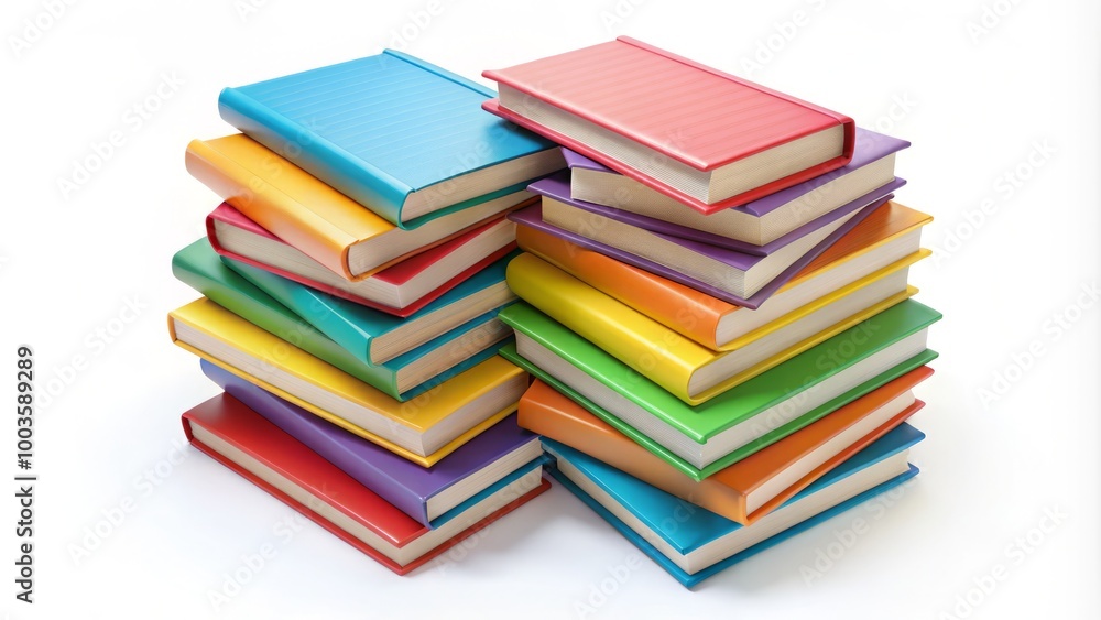 Stack of Colorful Books Isolated on White Background for Education, Reading, or Library Themes Stack of Colorful Books Isolated on White Background for Education, Reading, or Library Themes