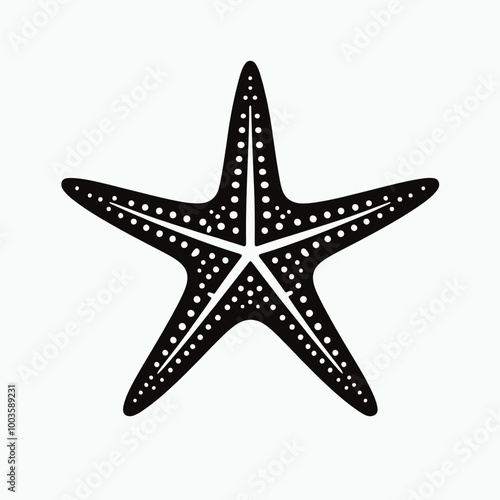 silhouette of star fish, Black Starfish Emblem Marine Majesty Starfish