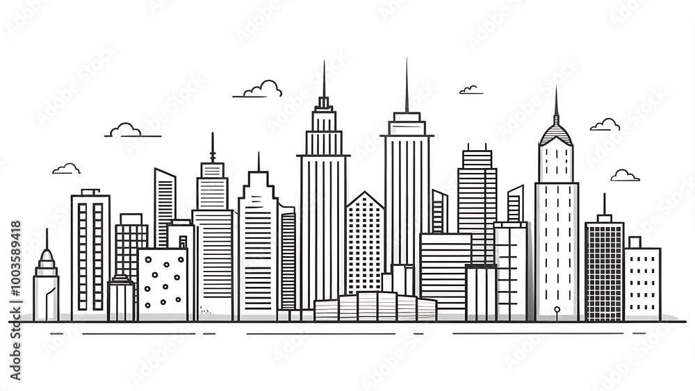Naklejka premium City skyline drawing trend