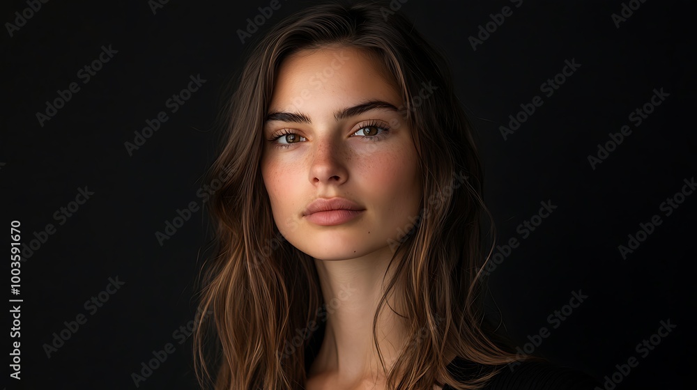 Portrait of a Woman with Brown Hair and Freckles - Digital Painting Illustration Portrait of a Woman with Brown Hair and Freckles - Digital Painting Illustration