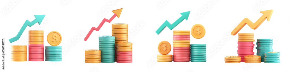 Investment growth with coins and charts. Investment growth with coins and charts.