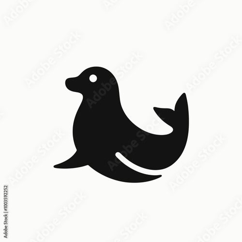 Seal black and white silhouette, Sea seal silhouette vector illustration
