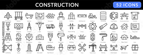 Construction Icon Set for Builders, Contractors, and Architectural Projects [Outlined, no-stroke] photo