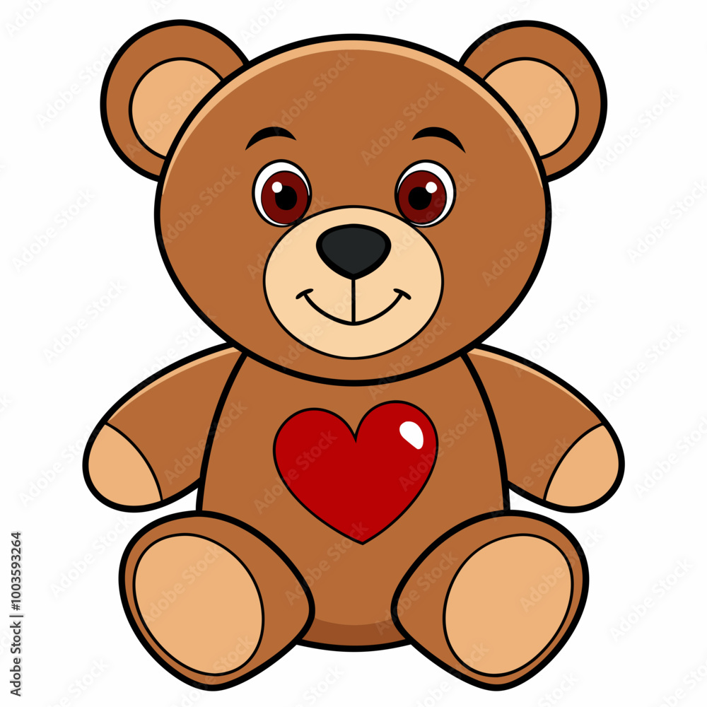 Teddy Bear with a Heart on Its Chest Sitting on a Pink Background Teddy Bear with a Heart on Its Chest Sitting on a Pink Background