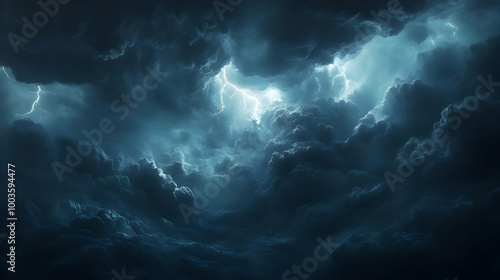 Dark Storm Clouds with Lightning Illustration