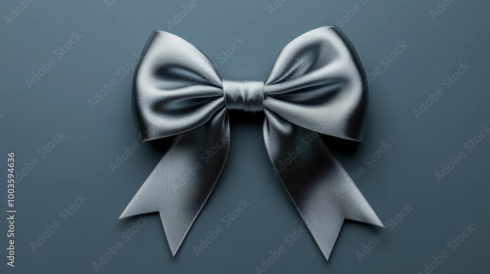 Silver bow on a white background. 3d rendering, illustration. Silver bow on a white background. 3d rendering, illustration.