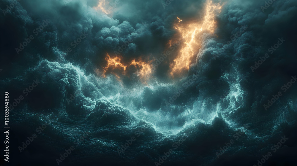 Dark Stormy Clouds with Lightening Illustration Dark Stormy Clouds with Lightening Illustration