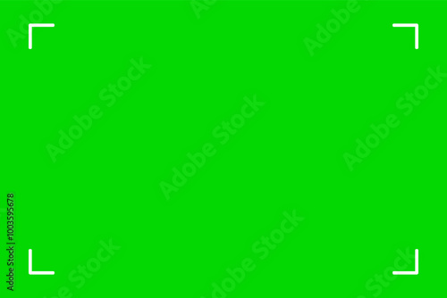 Green screen chroma key background, viewfinder camera frame, video film screen template, overlay. Cinema display with grid.