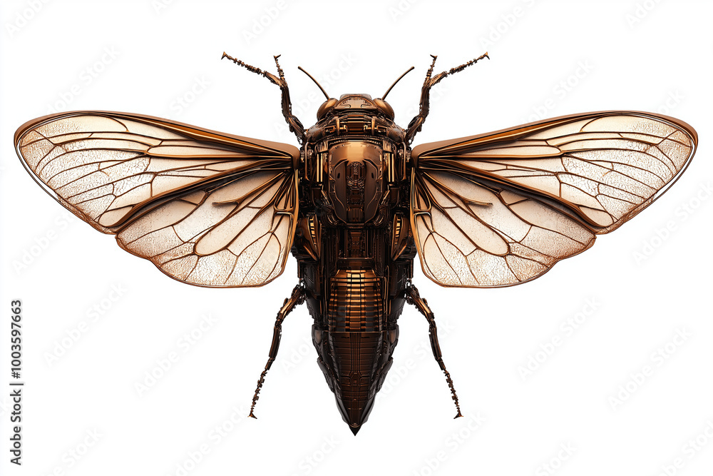 Winged Mechanism: Another View of a Robotic Cicada with Detailed Wings Winged Mechanism: Another View of a Robotic Cicada with Detailed Wings