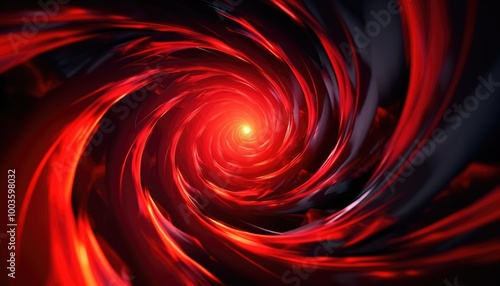 Red swirling moving tunnel on black background, seamless loop. Animation. Abstract colorful animation of a tunnel rotating endlessly