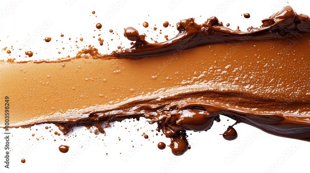 Chocolate splash on white background, dynamic