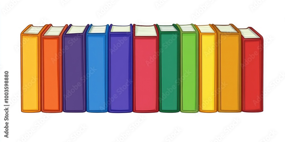 Naklejka premium A representation of a rainbow book stack with distinct colored spines.