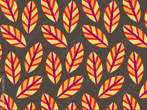 Art & Illustration repetitive colorful autumn leaves pattern.