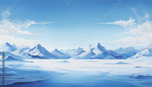 Wallpaper Mural snow mountain blue sky landscape horizontal Torontodigital.ca