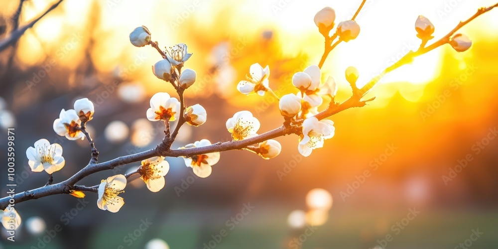 Serene sunset blossoms in springtime glow Serene sunset blossoms in springtime glow