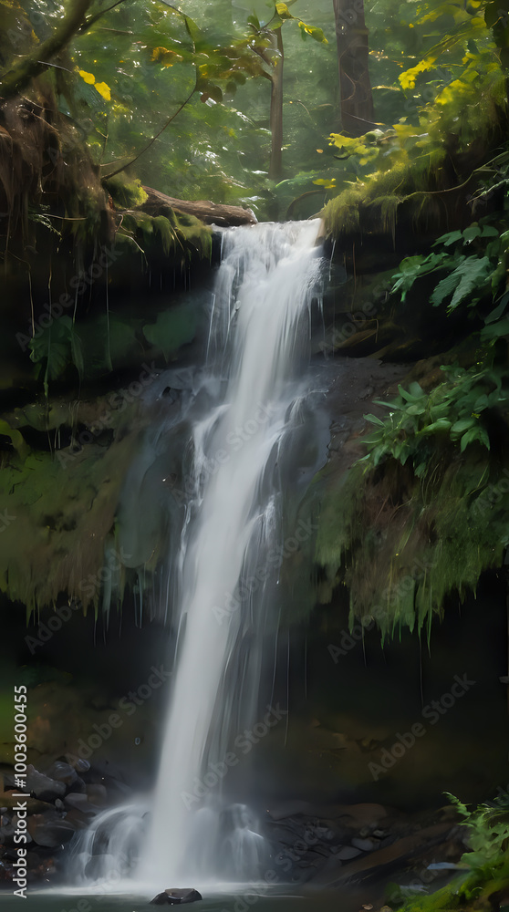 a waterfall that is flowing down a hill in the woods a waterfall that is flowing down a hill in the woods