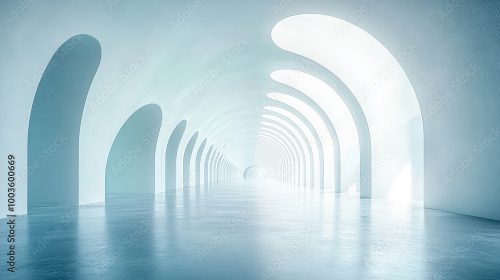 Naklejka premium Futuristic blue archway tunnel with sleek design