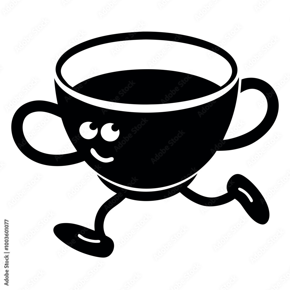 A tea cup running vector art illustration