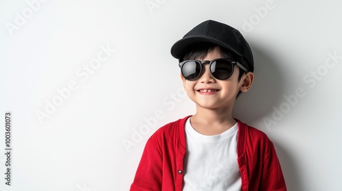 Asian boy wearing black sunglasses