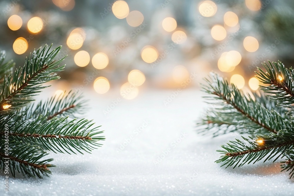 Christmas picture background with fir branches snow and fairy lights. Copy space. stock photo Atmospheric image background with fir branches snow and fairy lights in different depths of field. Christmas picture background with fir branches snow and fairy lights. Copy space. stock photo Atmospheric image background with fir branches snow and fairy lights in different depths of field.