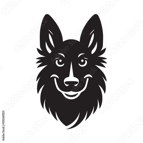 Dutch Shepherd Dog Face Clipart Design - Dog Face Logo - Dutch Shepherd Vector illustration in black and white 