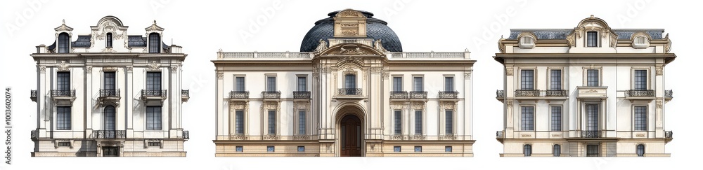 Obraz premium Baroque architectural elements PNG set, featuring a transparent background.
