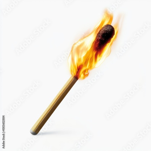 Transparent burning matchstick PNG, ideal for digital designs and projects. photo