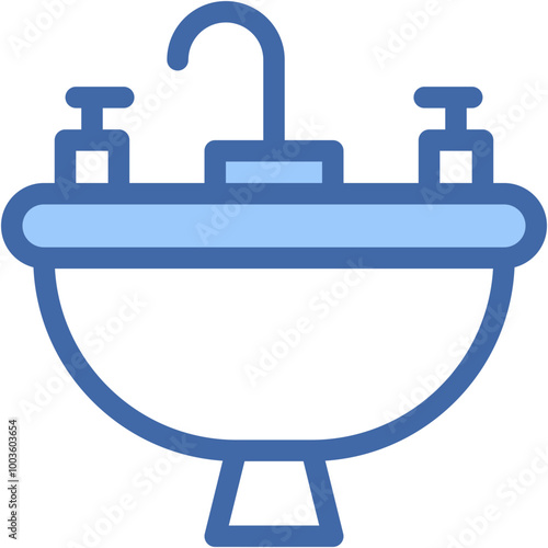 Vector Icon Wash Basin, Bathroom, Sink, Faucet, Water