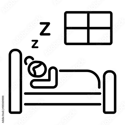 A person sleeping on bed, a line style icon