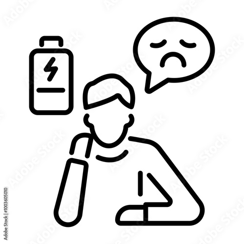 A line icon of negative thinking 