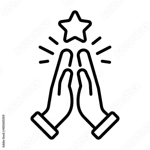 Praising icon in linear style 