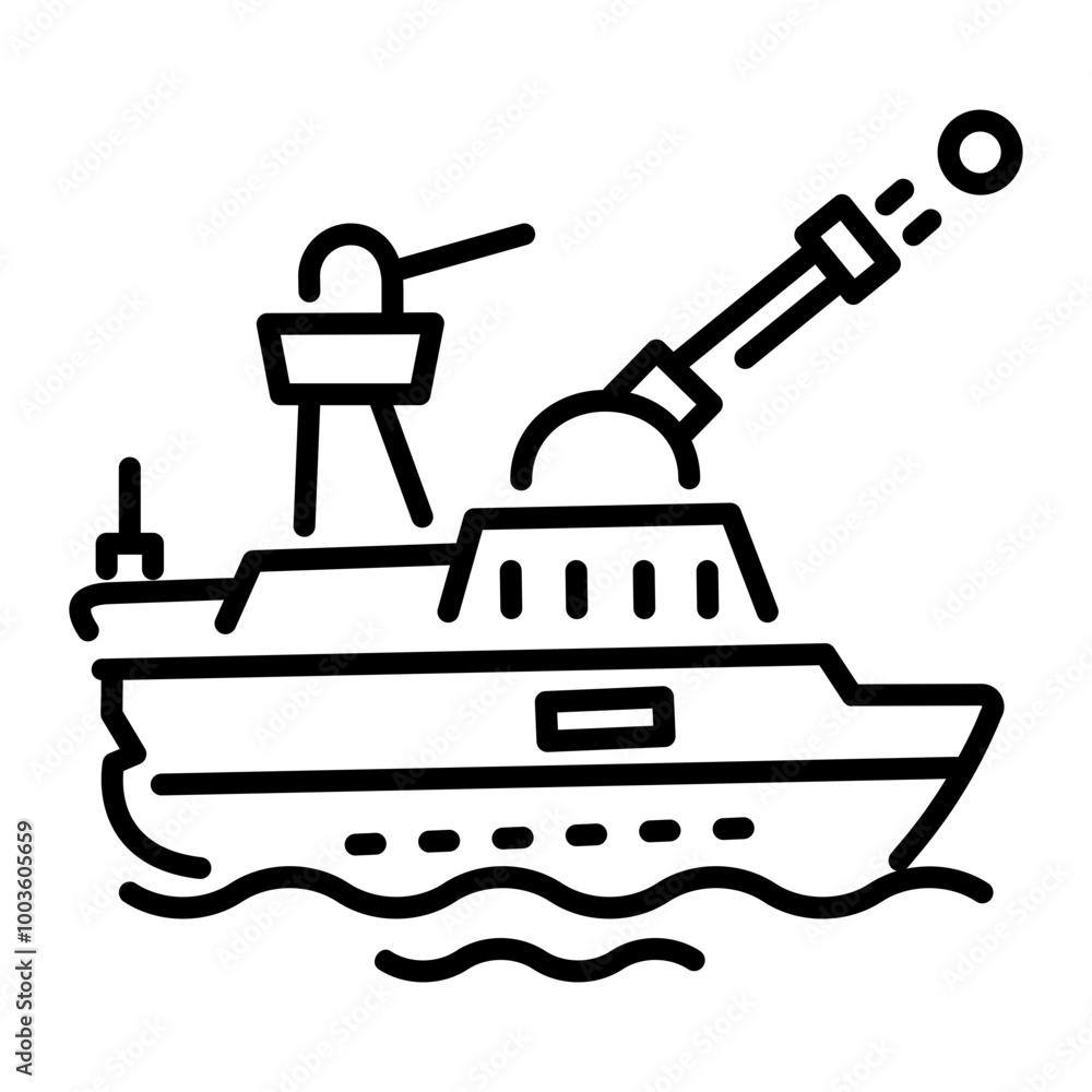 A line style icon of combat ship A line style icon of combat ship