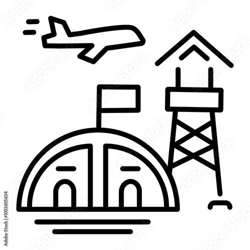 An outline style icon of military base 