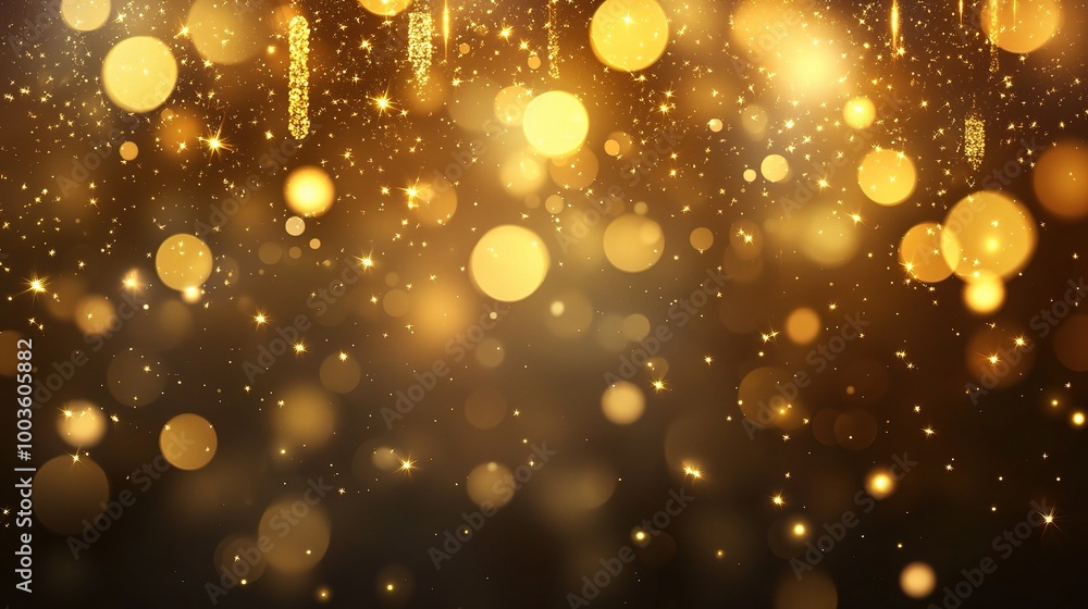 Golden Bokeh Background with Sparkling Lights Golden Bokeh Background with Sparkling Lights