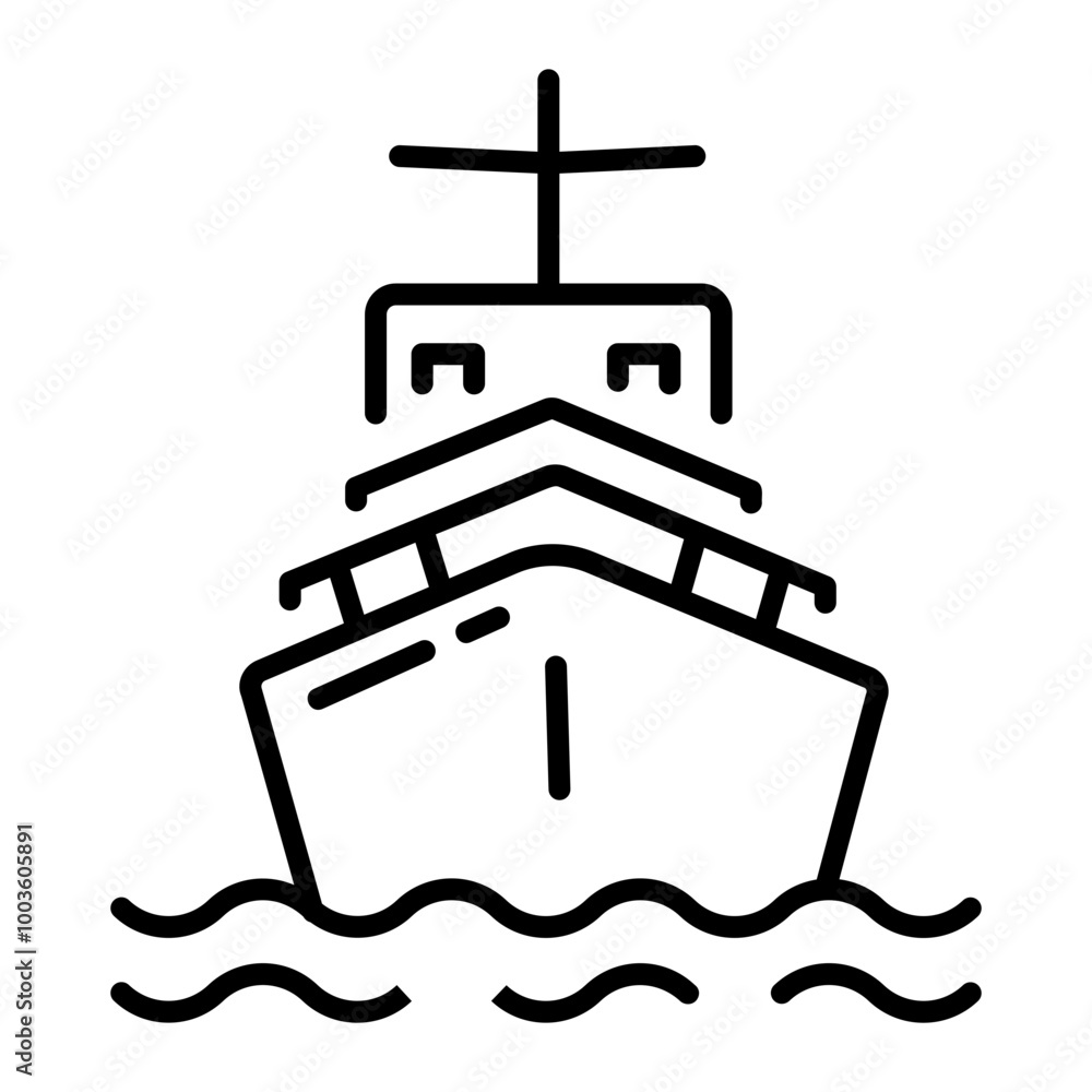 A linear icon of navy battleship A linear icon of navy battleship