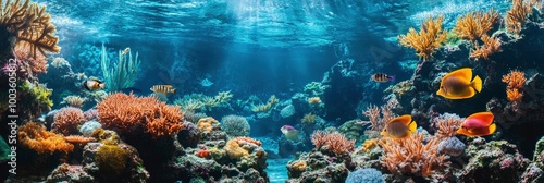 Picture of fish and coral reef underwater Underwater world panorama