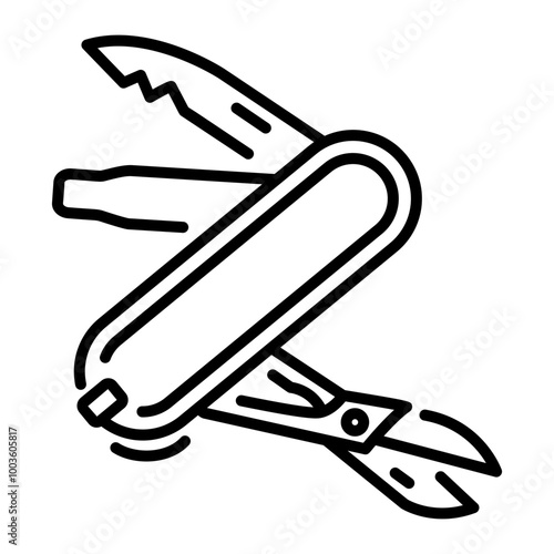Swiss knife icon in outline style 