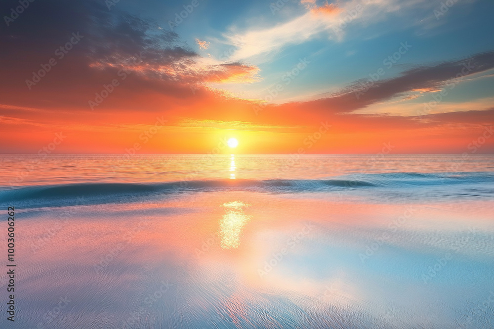 Peaceful Sunrise Over a Calm Sea with the Sun Rising Gently on the Horizon Peaceful Sunrise Over a Calm Sea with the Sun Rising Gently on the Horizon