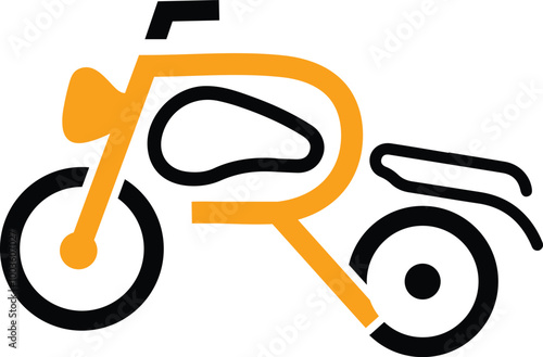 letter r and motorcycle logo design