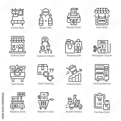 Bundle of Linear Style Purchasing Icons 

