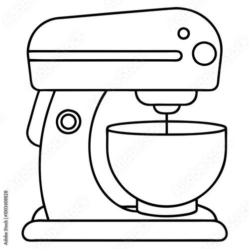 Stand Mixer Outline:  A simple, clean outline illustration of a stand mixer, perfect for culinary, baking, and kitchen-related projects.  